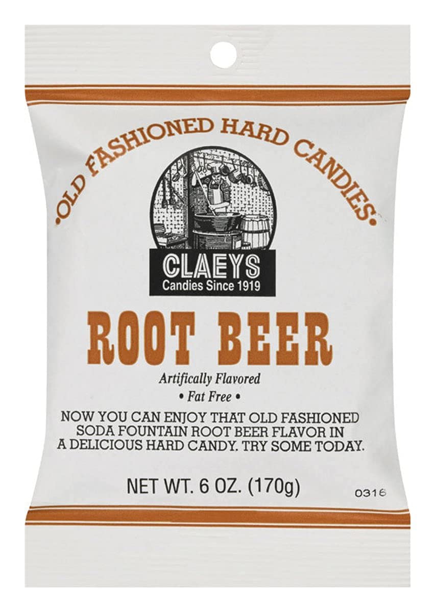Assorted Claeys candies showing licorice and root beer varieties for sharing.