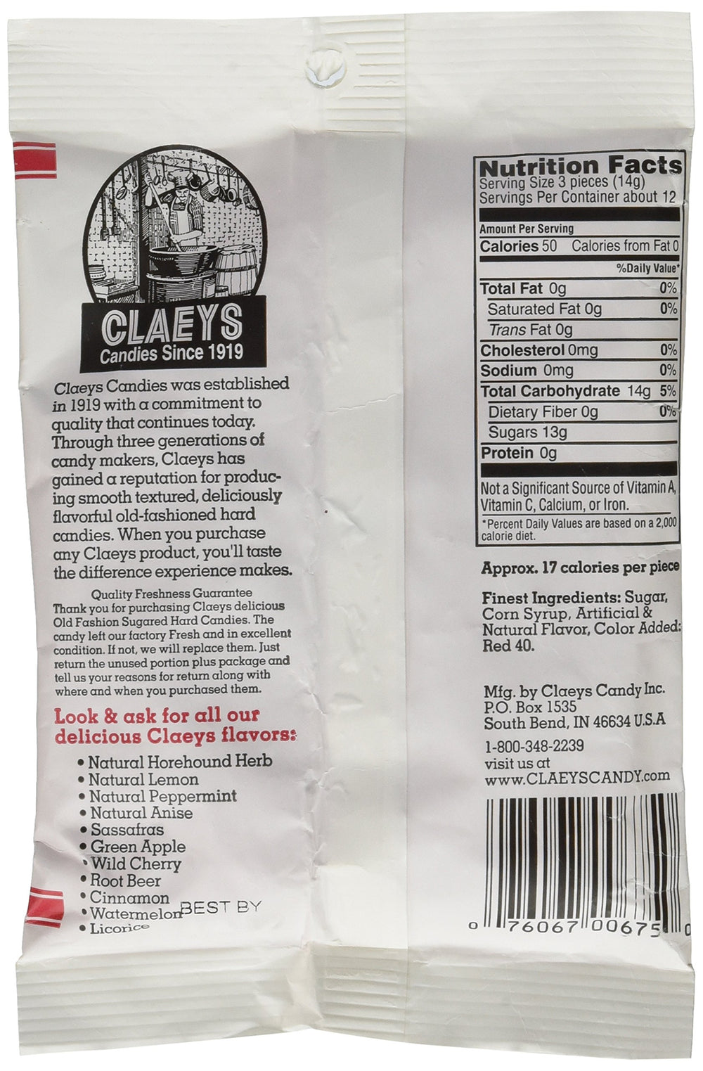 Claeys Cinnamon hard candy bag open, six-ounce pack ideal for sharing at events