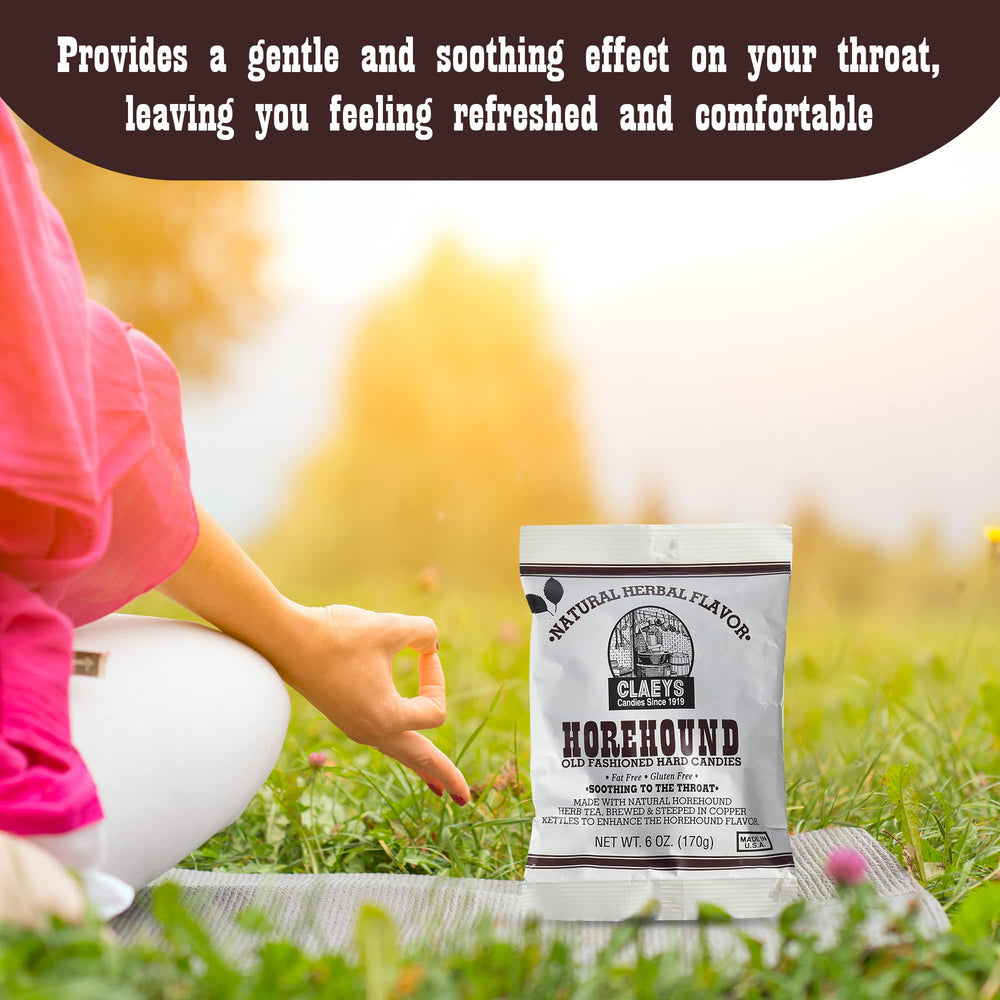 Claeys Horehound hard candy surface detail highlights sugar crystals for premium appearance.
