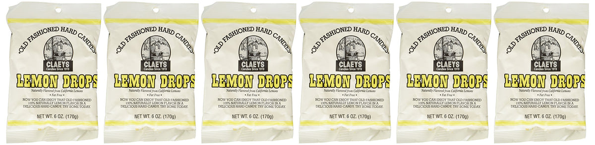 Claeys Lemon Drop hard candy 6-pack bundle for quick lemony refreshment.