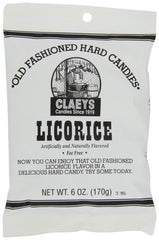 Claeys licorice hard candy 6oz bag, ideal for celebrations and gifting.