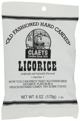 Claeys Old Fashioned Licorice Hard Candy 6 oz, a nostalgic treat ideal for on-the-go snacking.