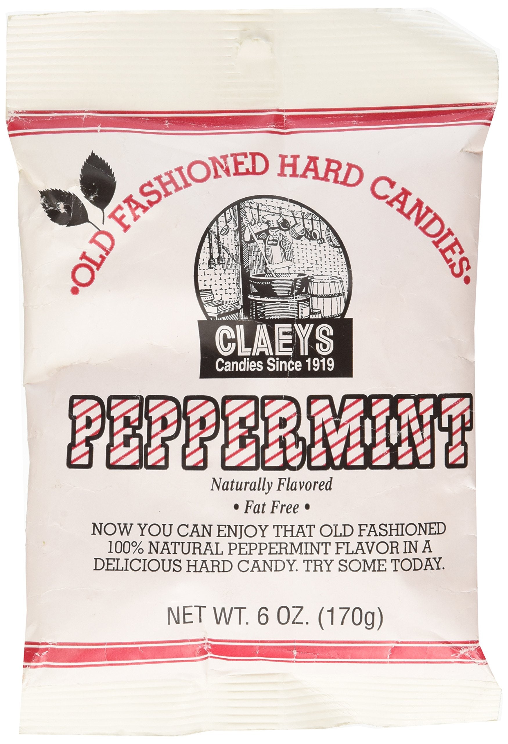 Claey's peppermint hard candy 6 oz bag front view for quick mint refresh on the go.