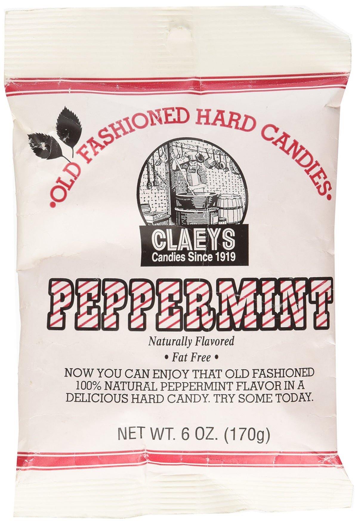 Claey's peppermint hard candy 6 oz bag front view for quick mint refresh on the go.