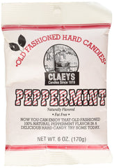 Claey's peppermint hard candy 6 oz bag front view for quick mint refresh on the go.