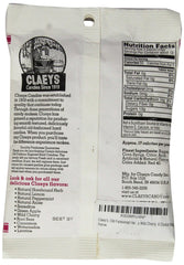 Claey's Wild Cherry hard candy 6oz bag back view, labeling and bite-sized pieces.