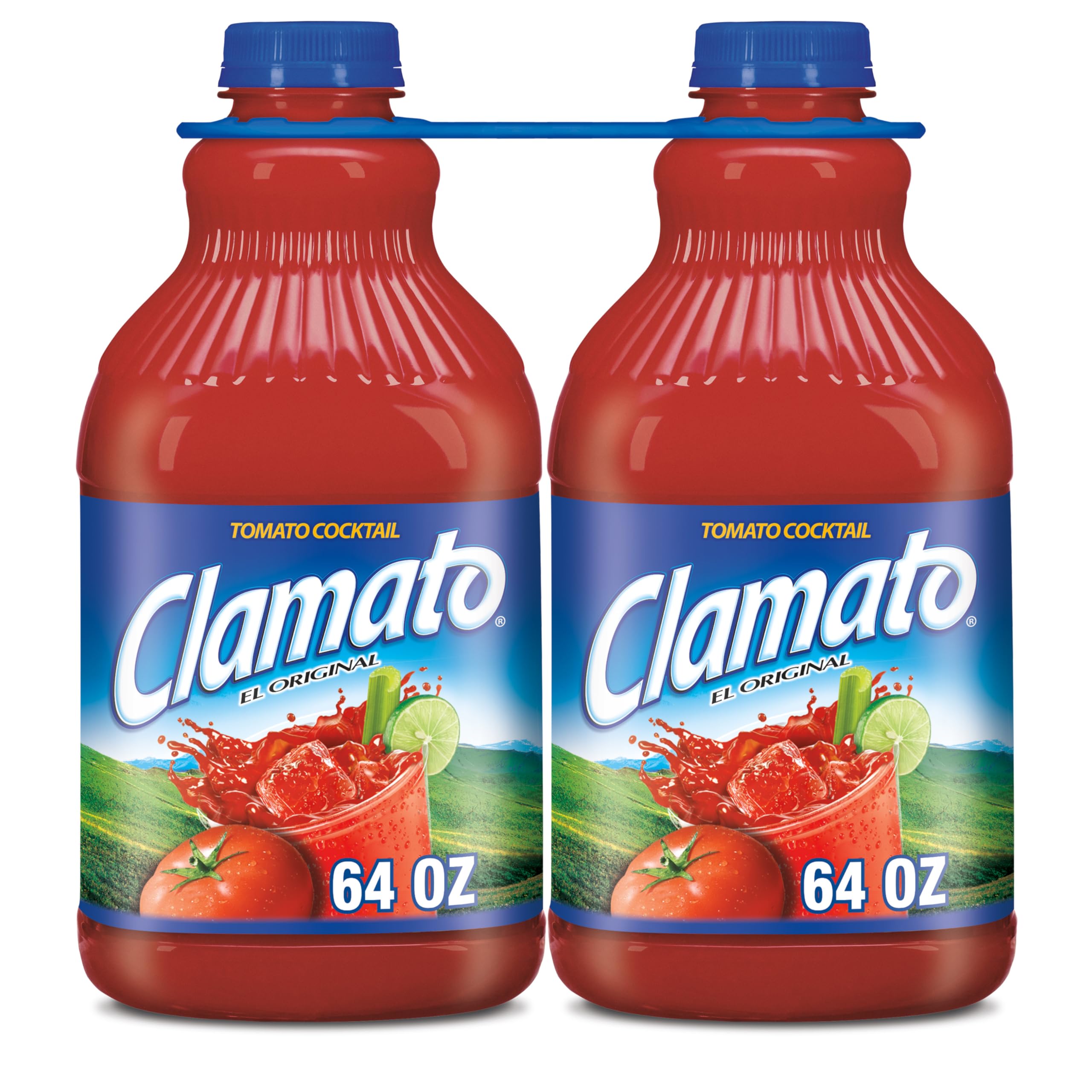 Clamato Original bottle 64oz two-pack showcasing authentic flavor base for mixers.