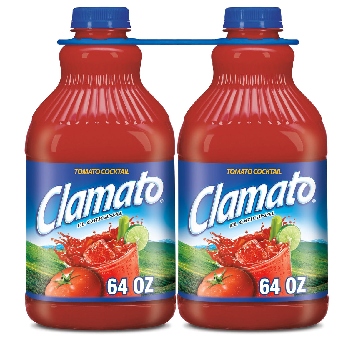 Clamato Original bottle 64oz two-pack showcasing authentic flavor base for mixers.
