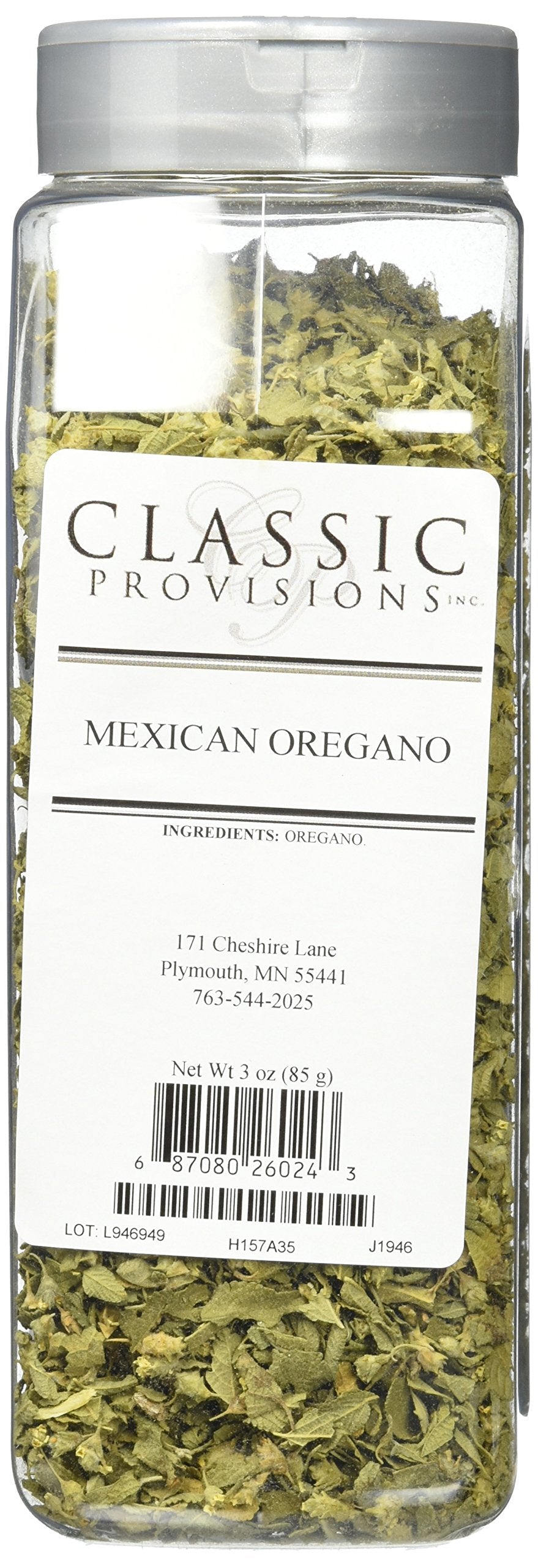 Classic Provisions Spices Mexican Oregano whole 3oz jar view enhances pantry flavor for meals