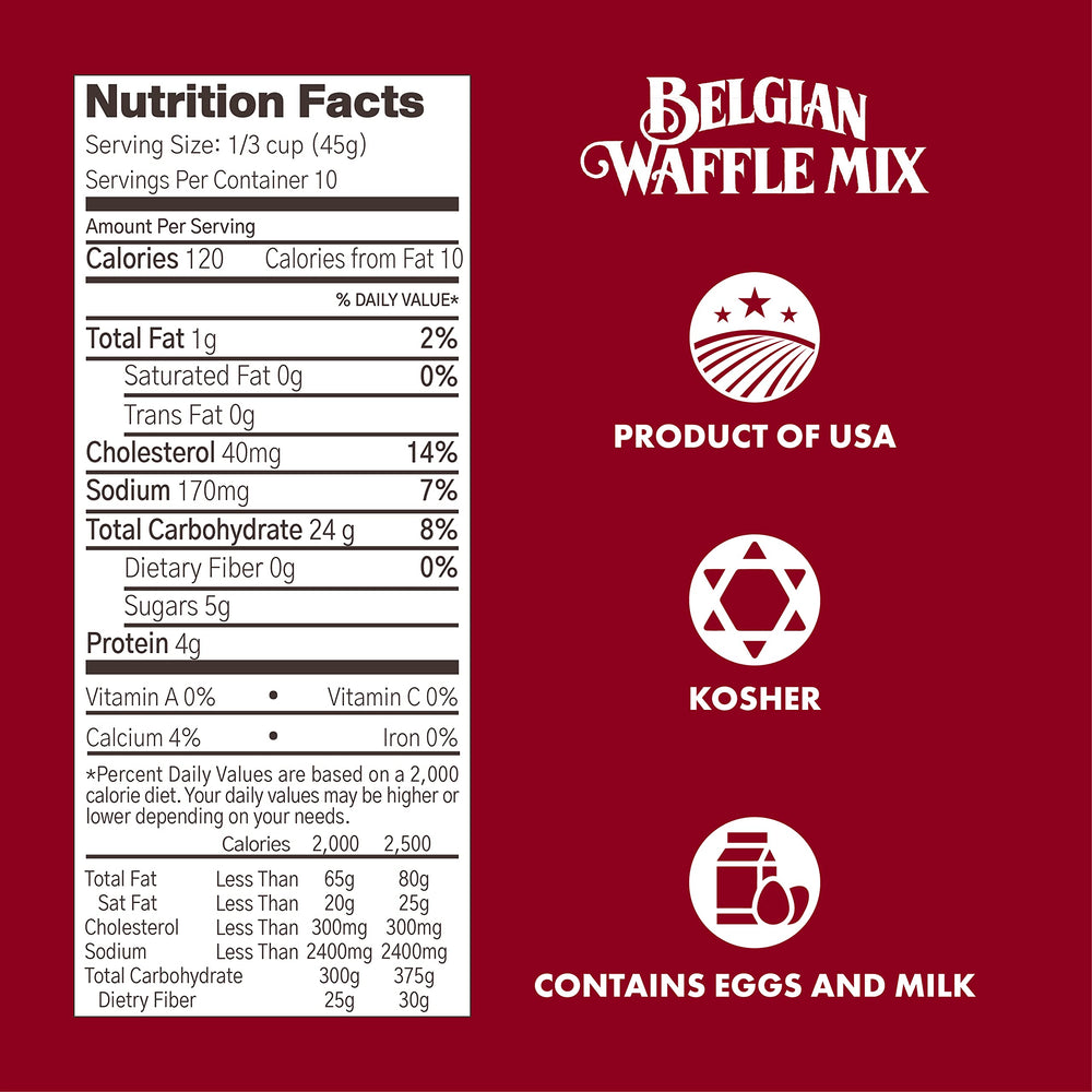 Classique Fare Belgian Waffle Mix pouches ready to measure for quick breakfasts.