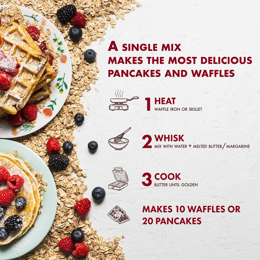 Golden waffles cooking on a hot griddle for crisp, fluffy results with Classique Fare.