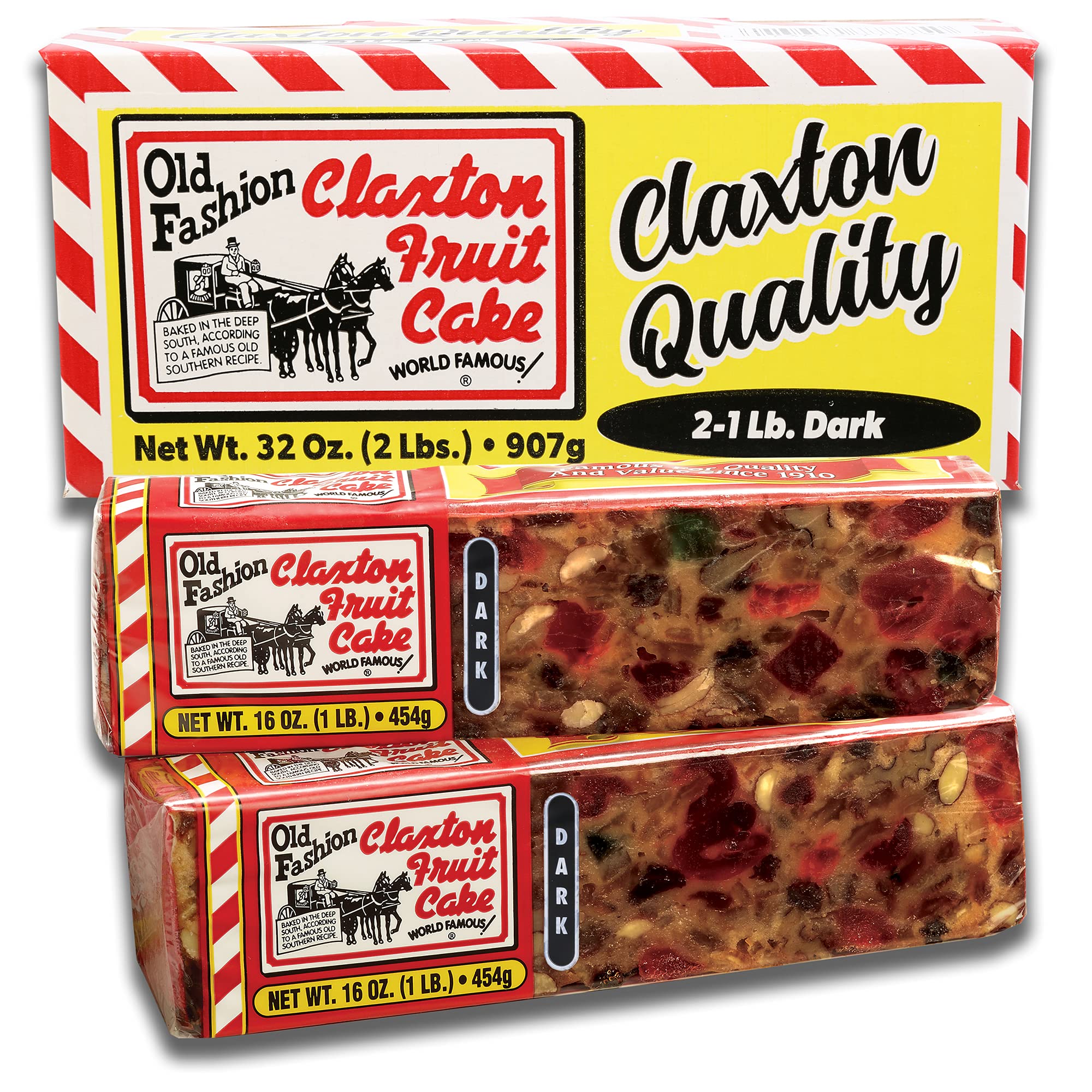 Claxton Fruit Cake box with signature red-and-white stripes, ideal for gifting