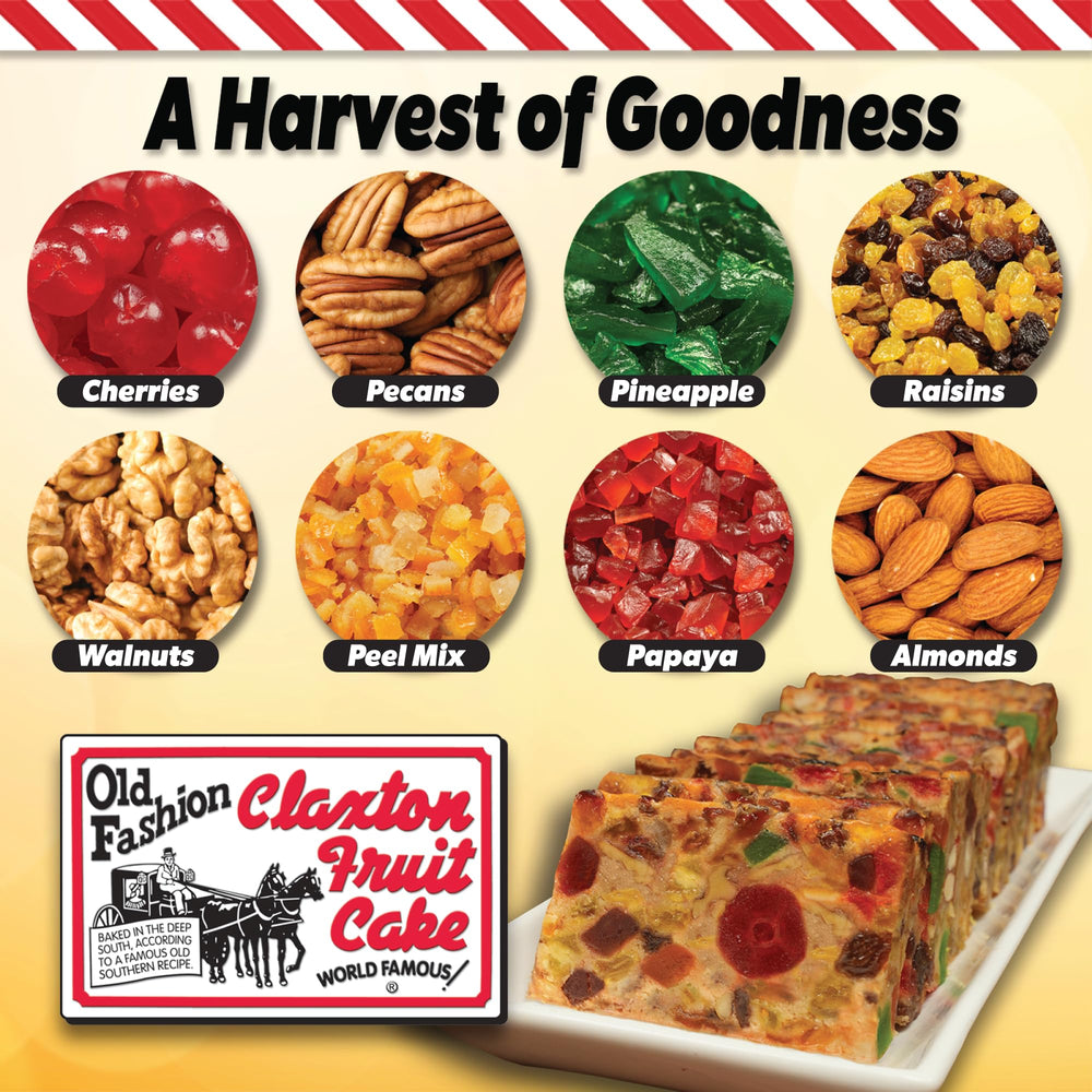 Claxton Fruit Cake fruits and nuts blend in every bite for a hearty flavor.