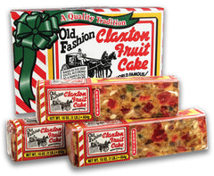 Claxton Fruit Cake 3-pack carton with regular recipe loaves for gifting and sharing.