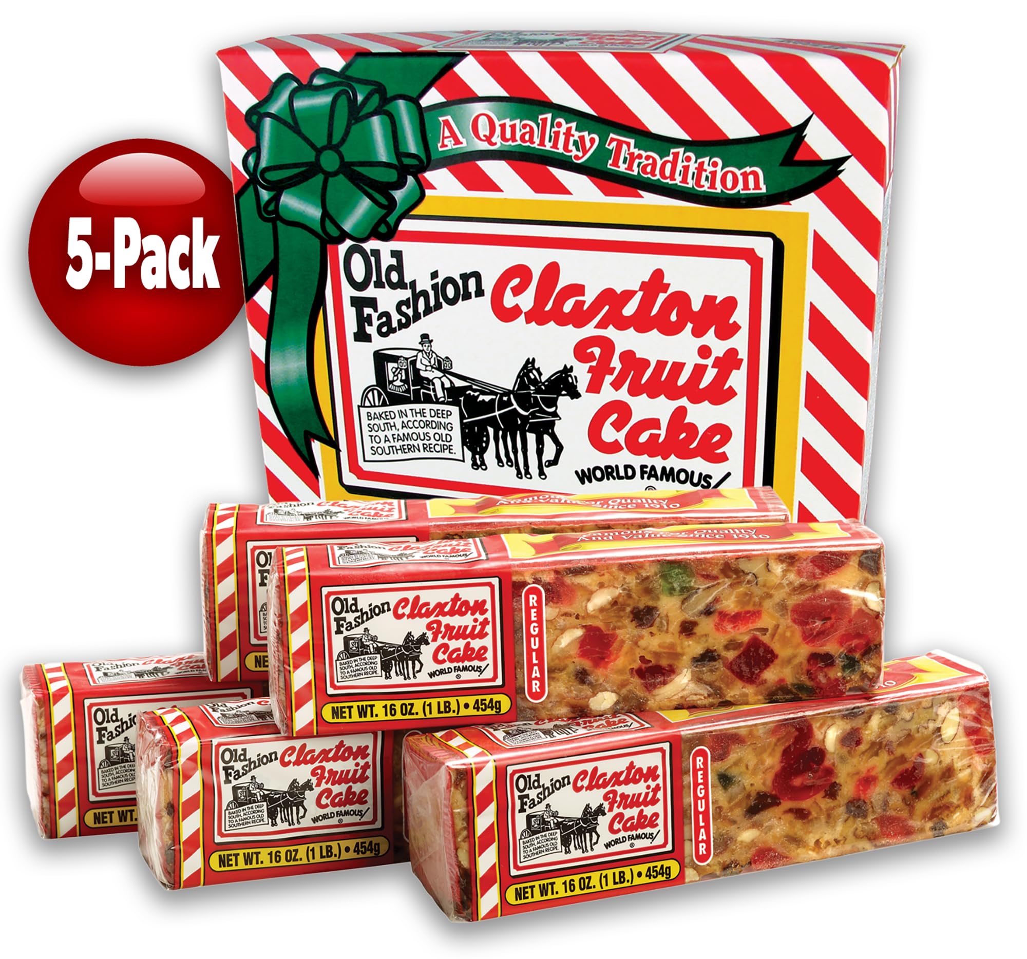 Claxton Fruit Cake slice shows dense, moist crumb.