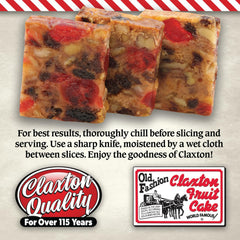 Slices of Claxton Fruit Cake arranged on a festive platter for tea