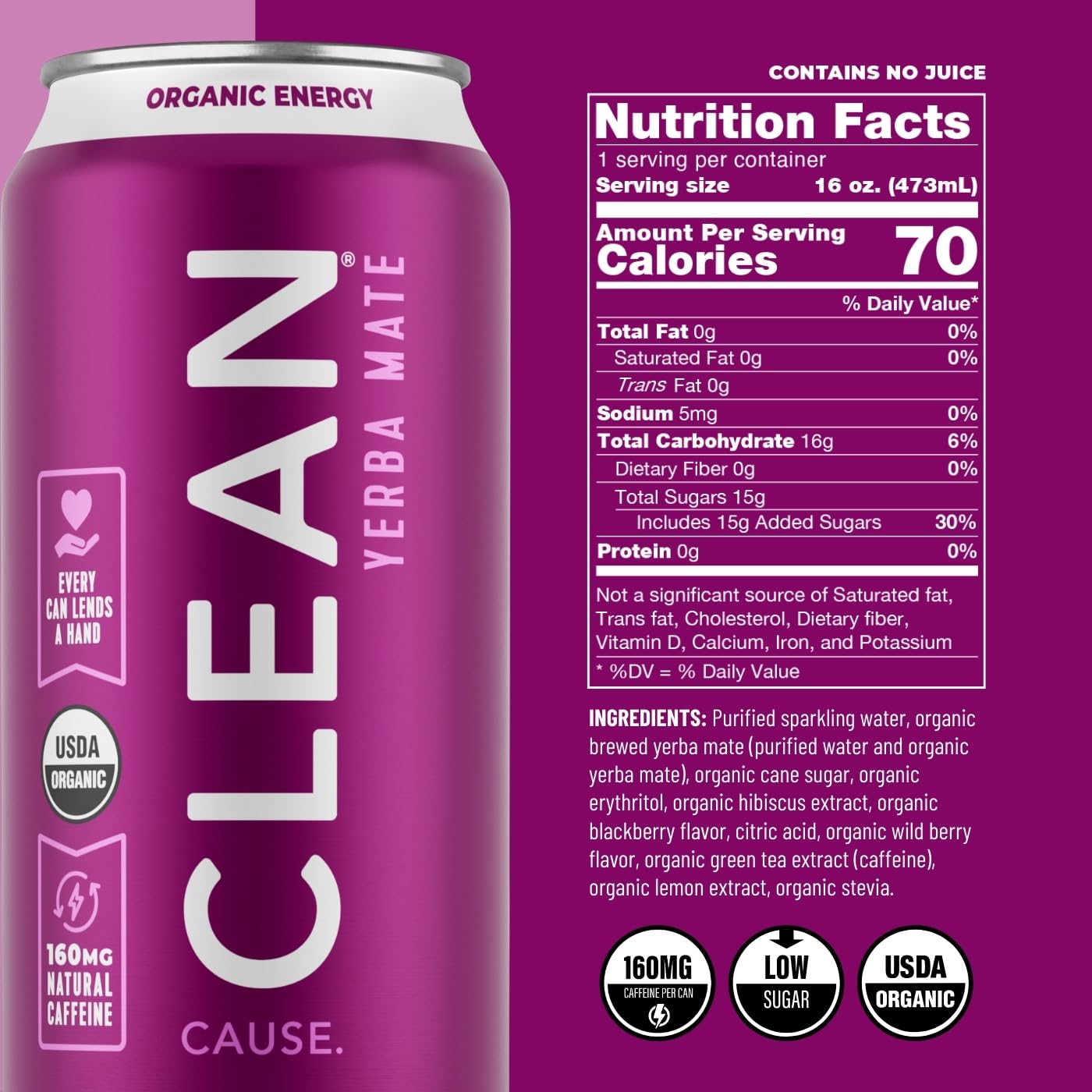 Close-up of CLEAN CAUSE 12-pack case for yerba mate