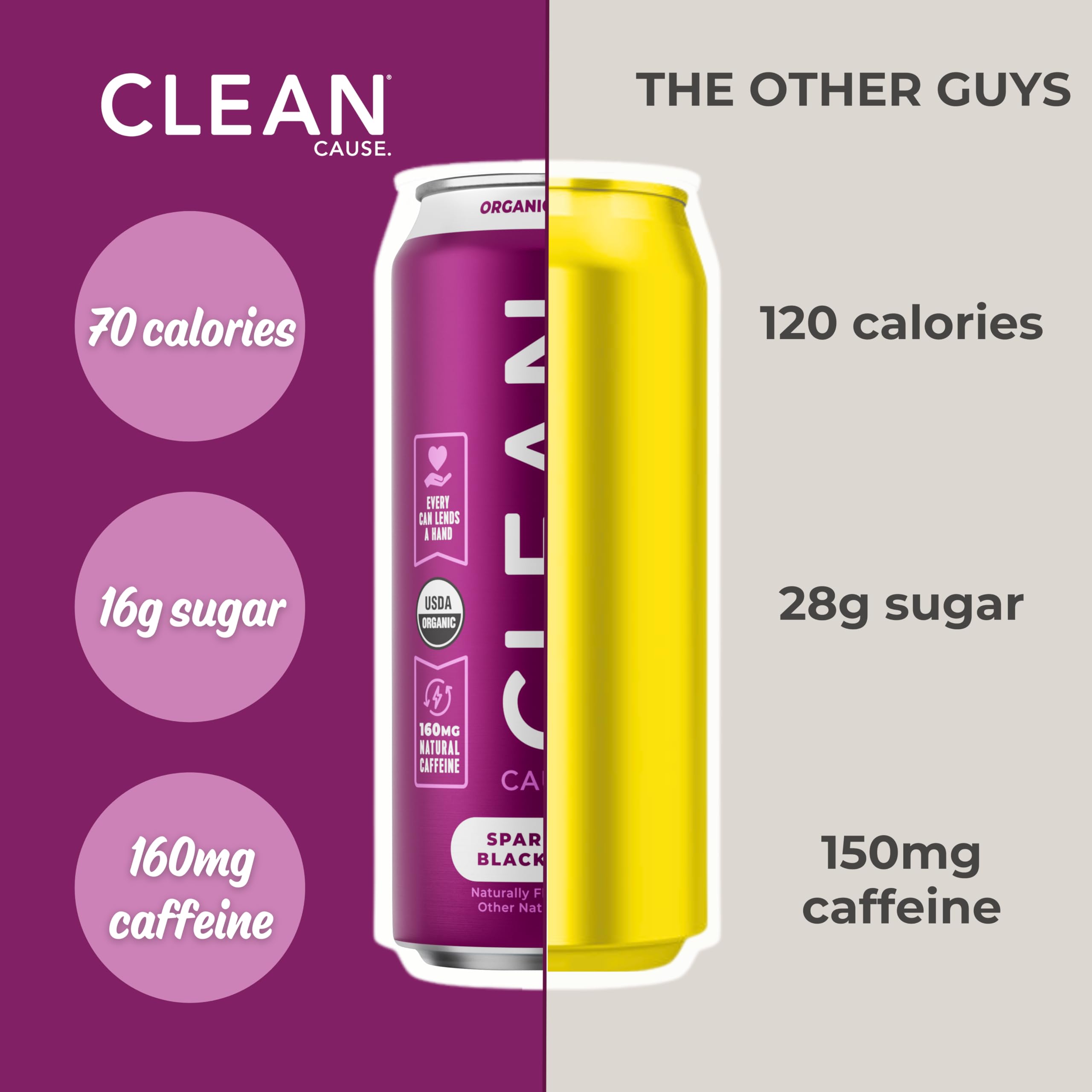 Clean Cause 16oz can emphasizes plant-based energy for everyday routines.