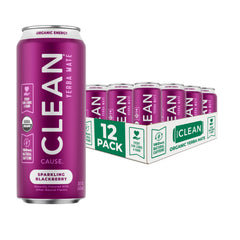Clean Cause blackberry yerba mate sparkling can with crisp flavor and aromatic notes.
