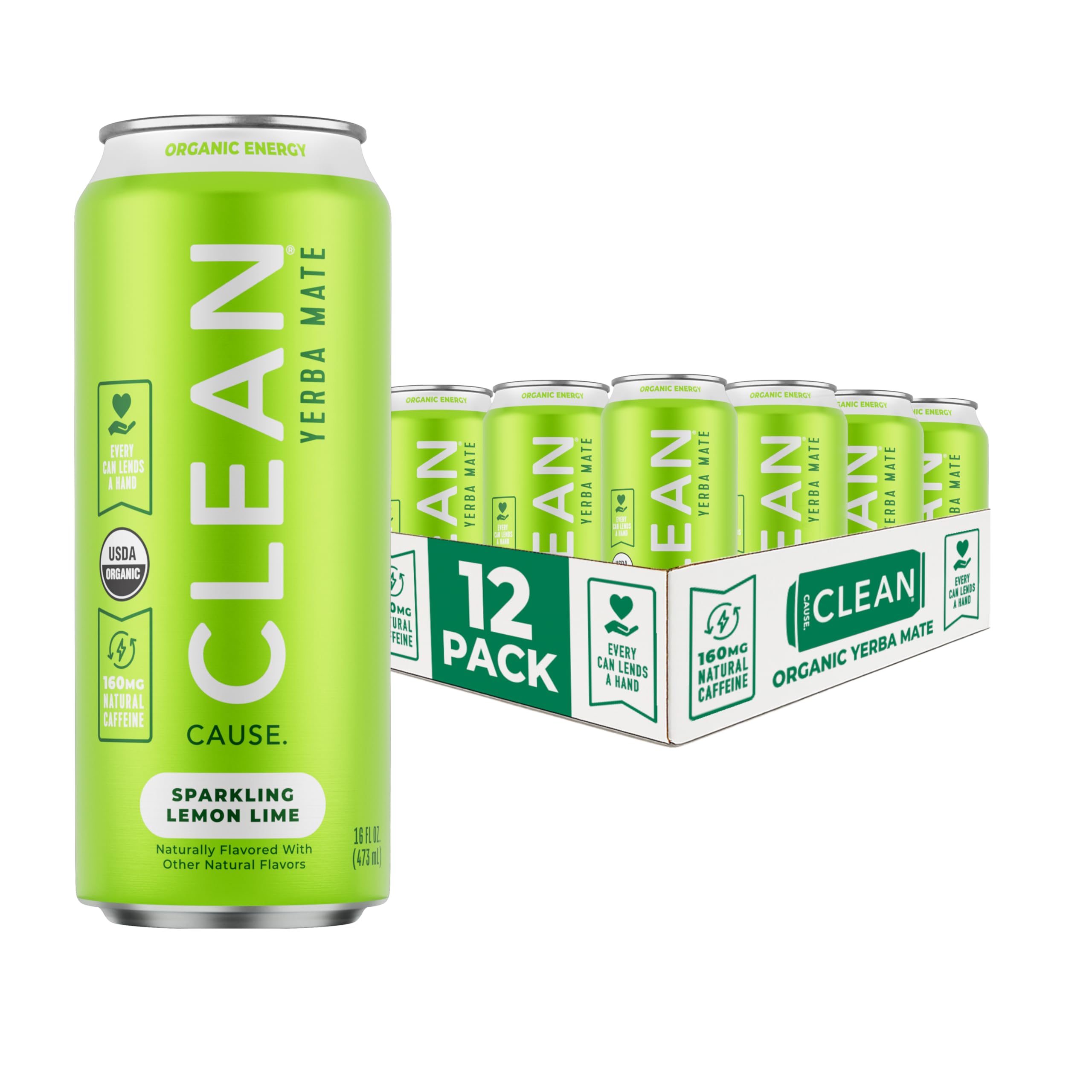CLEAN CAUSE lemon-lime sparkling yerba mate can offers a refreshing energizing lift.