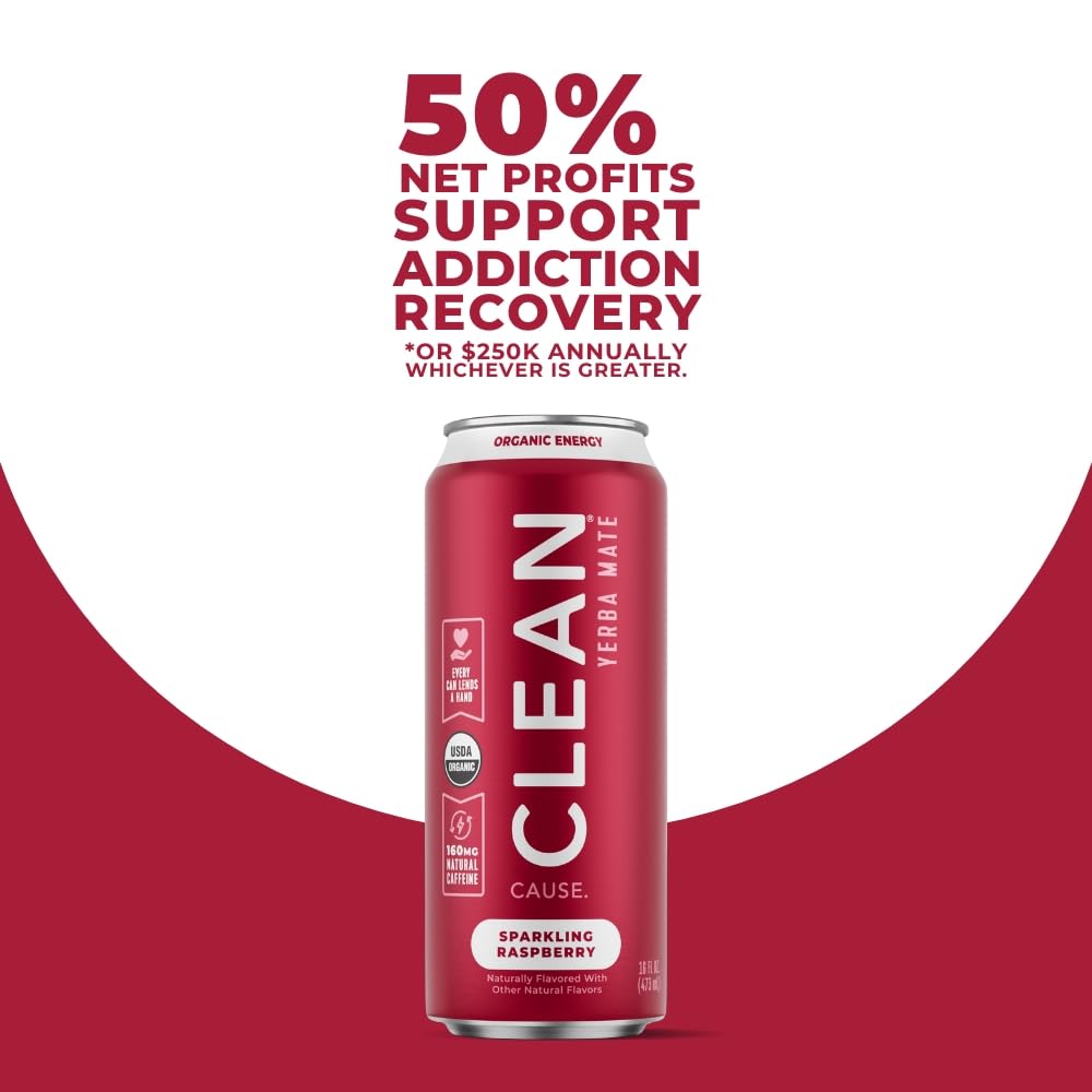 CLEAN CAUSE Raspberry Yerba Mate Sparkling label confirms USDA Organic quality