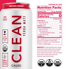 CLEAN CAUSE Sparkling Yerba Mate pouring into a glass for a refreshing pick me up