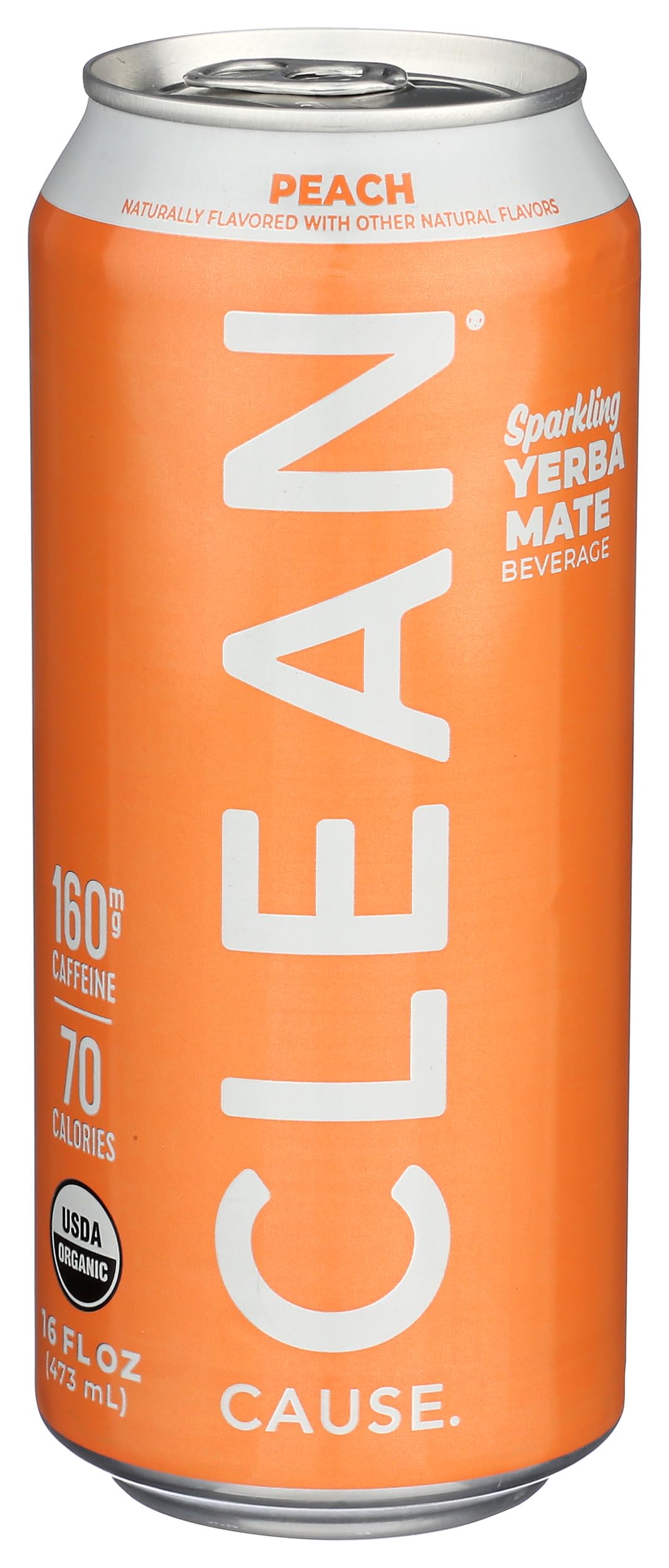 Clean Cause Yerba Mate Energy Drink Peach bottle for a refreshing on-the-go boost