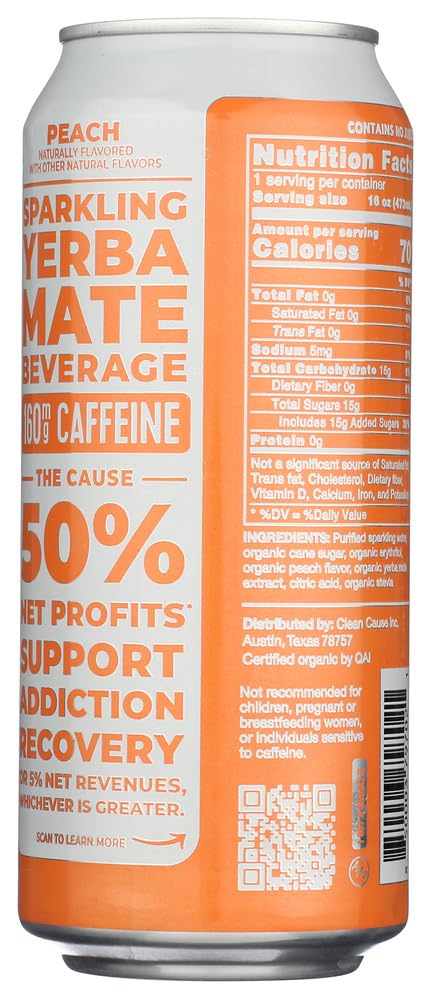 Clean Cause Yerba Mate Energy Drink Peach pour reveals vibrant color