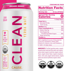 Clean Cause yerba mate can with natural caffeine for a steady boost