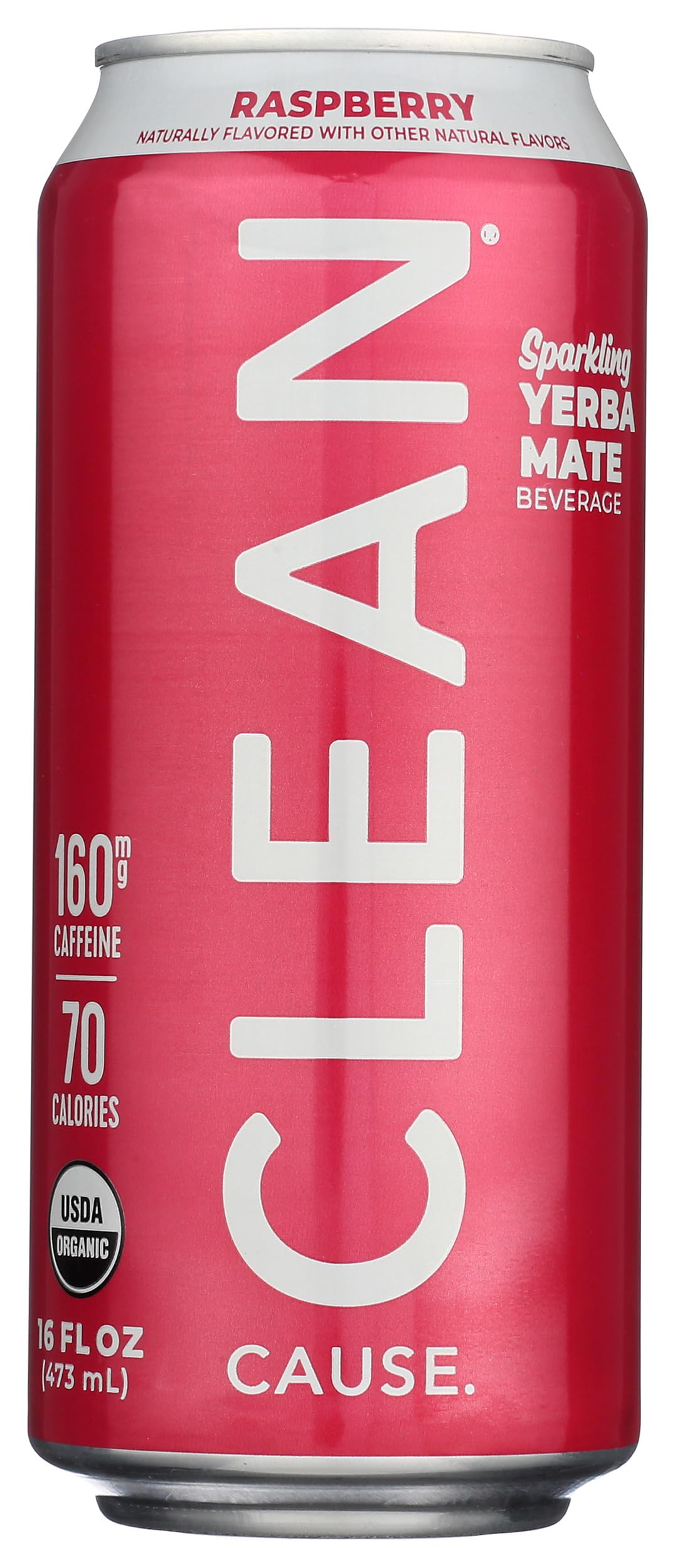 Clean Cause Raspberry Yerba Mate can with bubbles offering a refreshing energy lift.