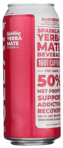 Clean Cause Raspberry Yerba Mate can with 16 oz format on table.
