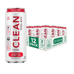 CLEAN CAUSE Zero Sugar Cherry Lime Yerba Mate can for on-the-go energy