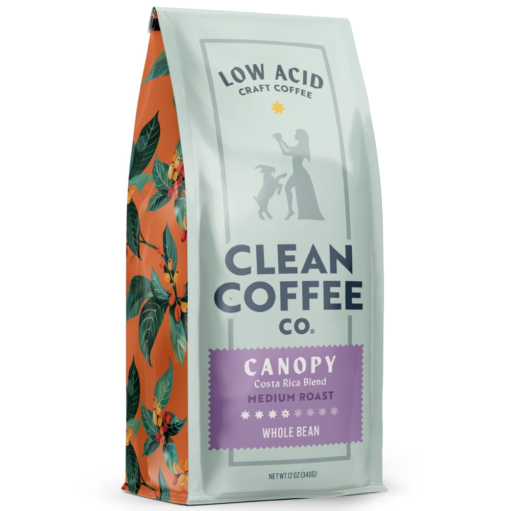 Clean Coffee Co. Costa Rica blend whole bean 12oz bag for smooth brewing.