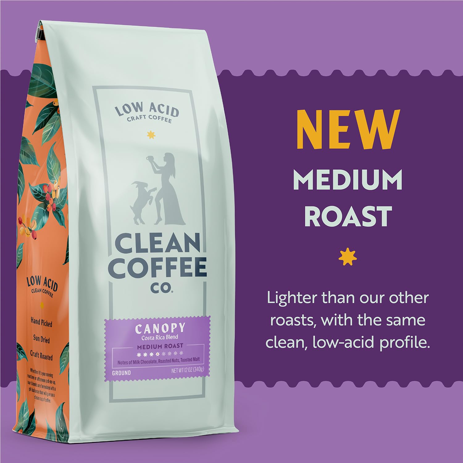 Clean Coffee Co. milk chocolate flavor ground coffee with rich aroma