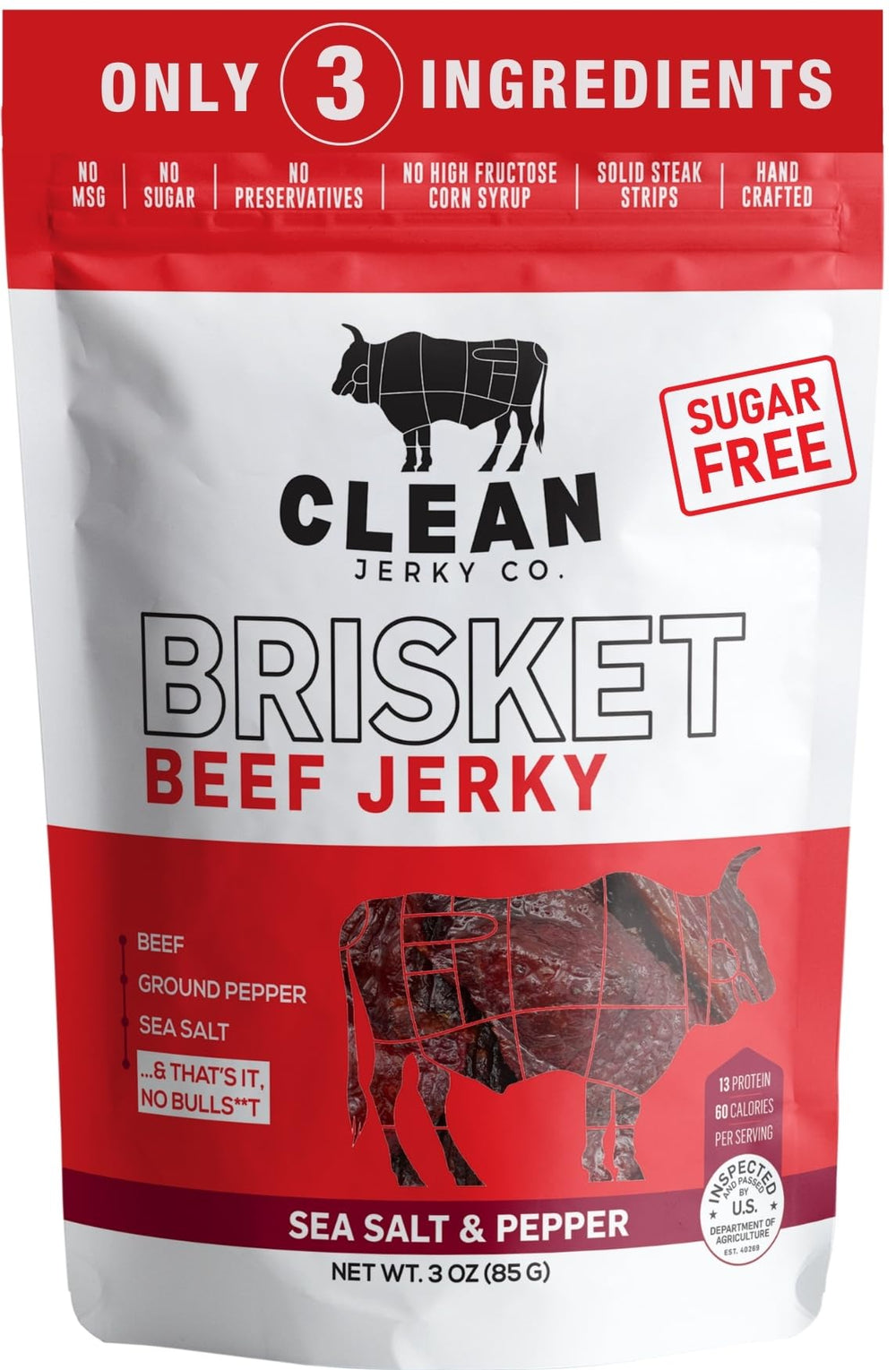 Clean Jerky Co old-fashioned dry jerky pack close-up highlights premium branding