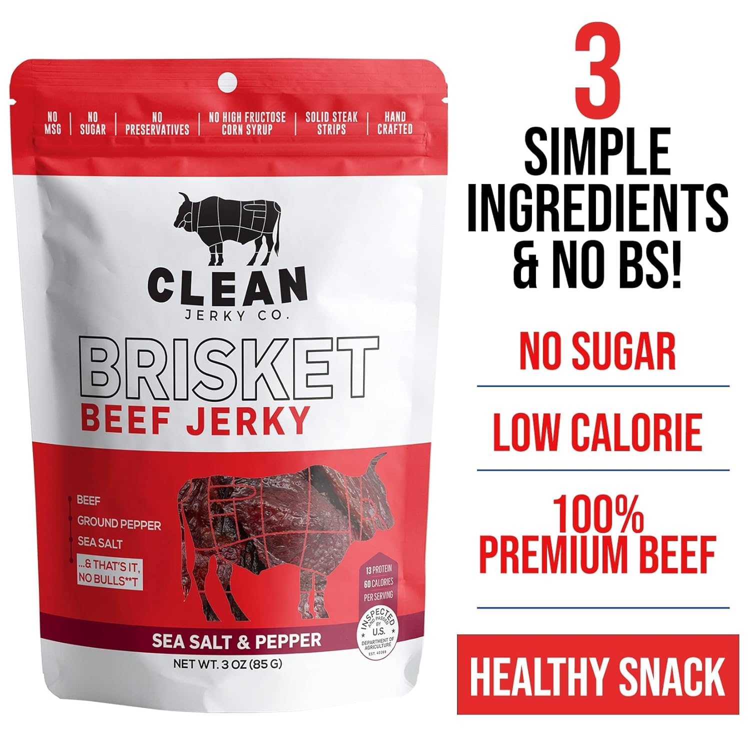 Clean Jerky Co simple seasoning shot with salt and pepper