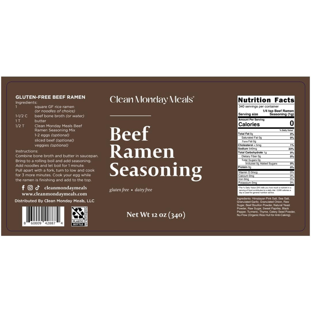 Clean Monday Meals ramen trio beef pack, rich flavor for comforting bowls.