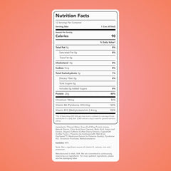 Close-up of Clean Simple Eats Clear Protein + Energy Peach label highlighting clean ingredients