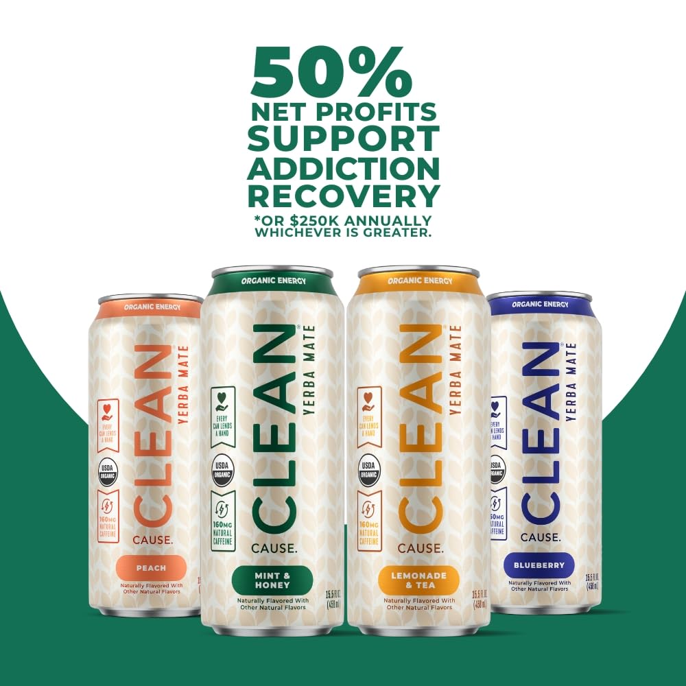 Clean Cause non-carbonated yerba mate pour into glass conveys smooth taste and ready energy.