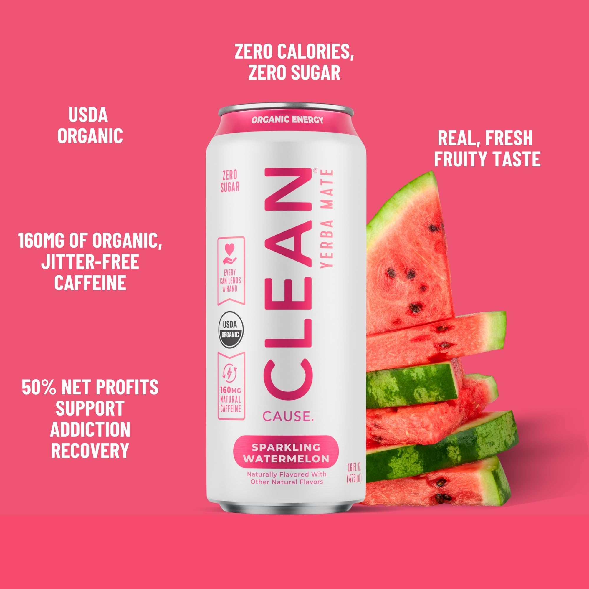 Clean Cause organic yerba mate label close-up showing USDA Organic certification.