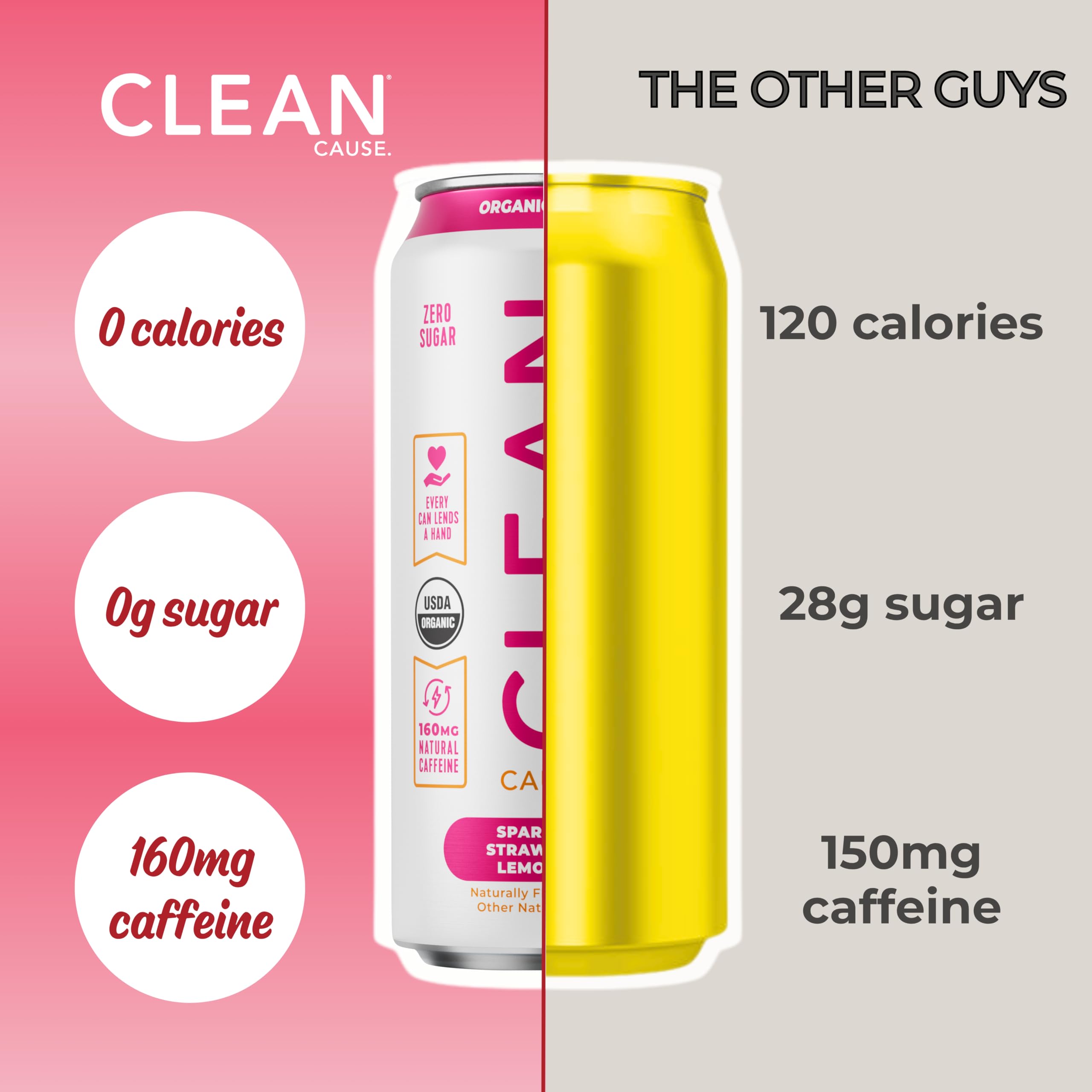 CLEAN CAUSE plant-based energy drink option as a soda alternative.