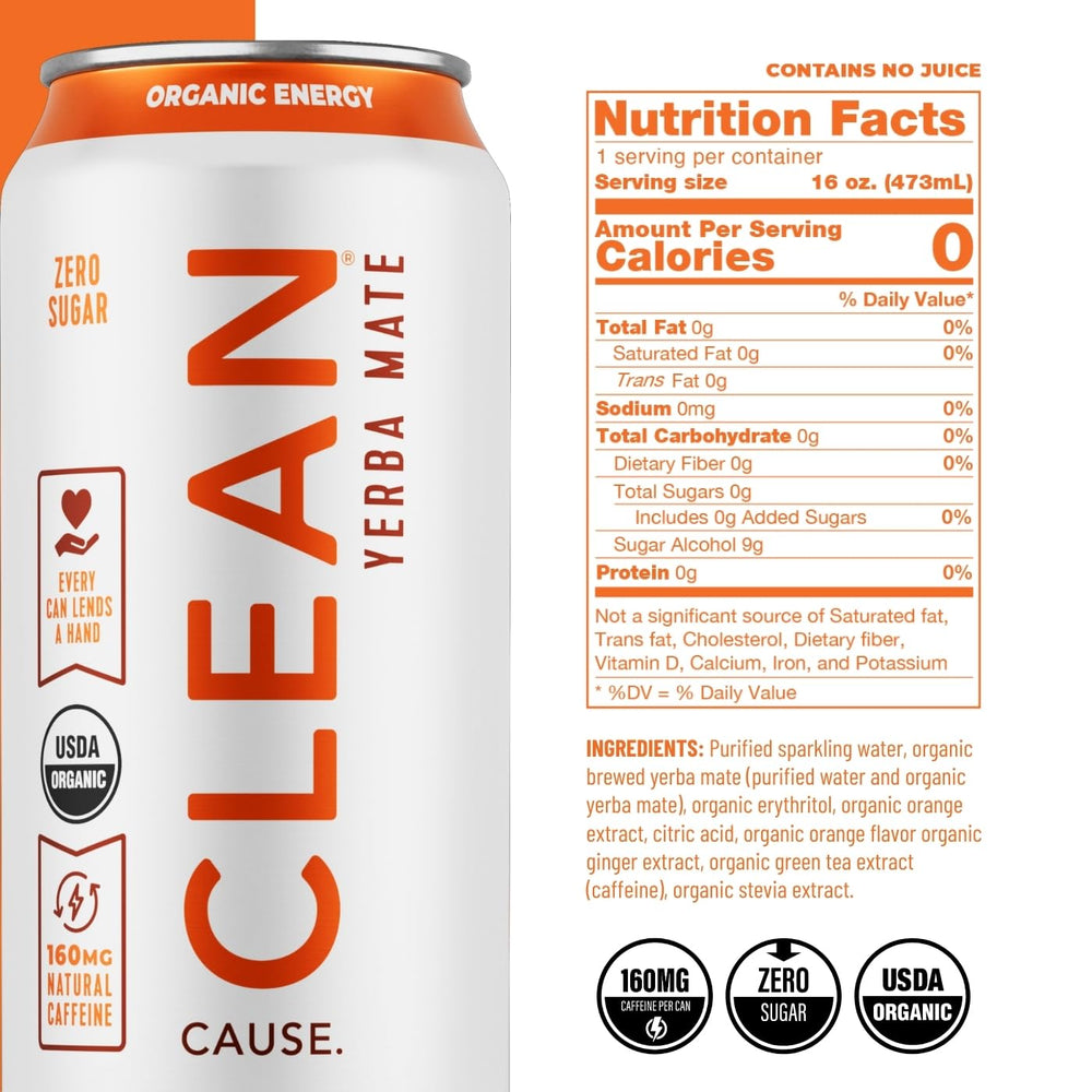 CLEAN CAUSE sparkling yerba mate close-up can highlights refreshing style.