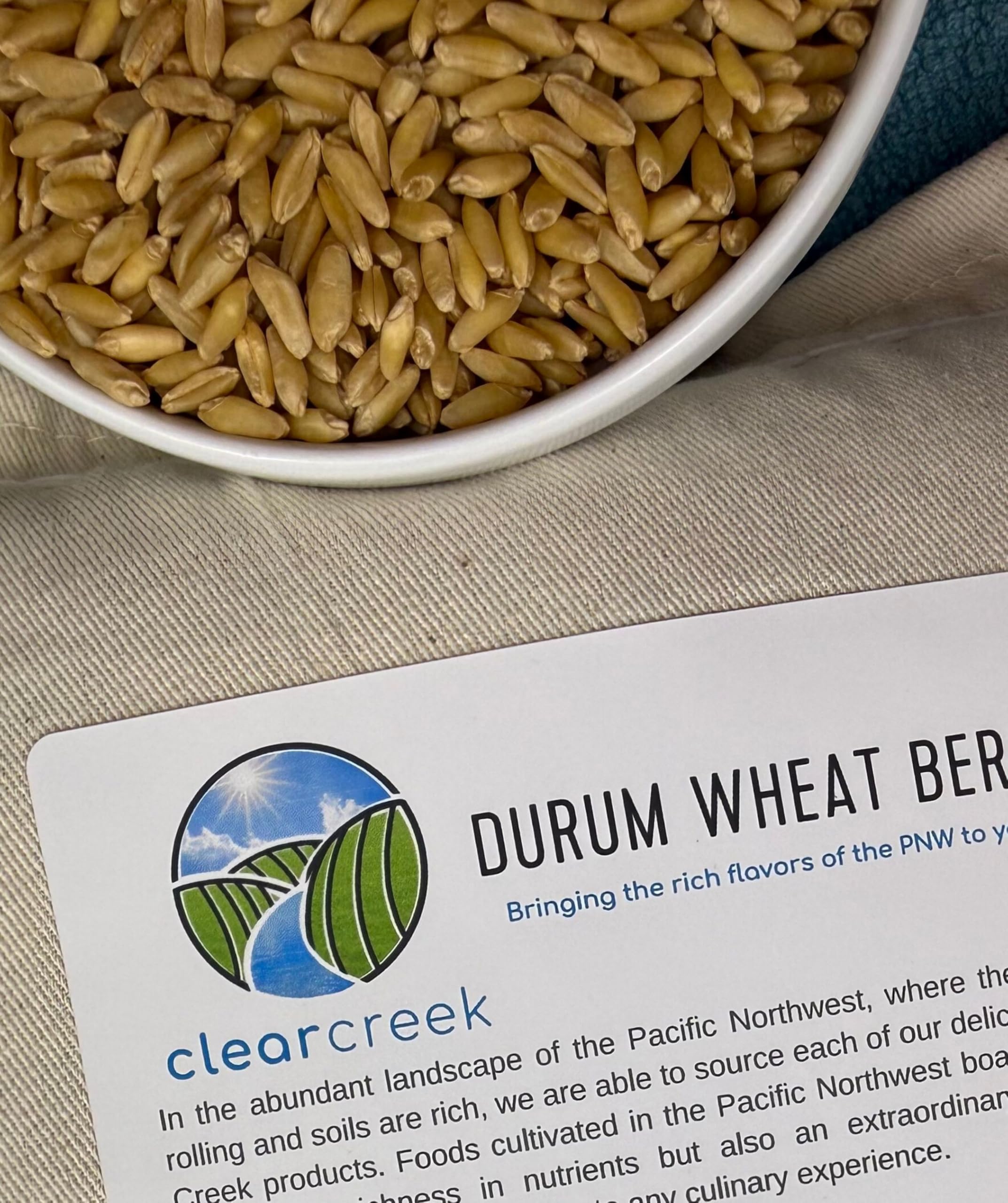 Baked goods made with Clear Creek durum wheat berries for hearty crumb.