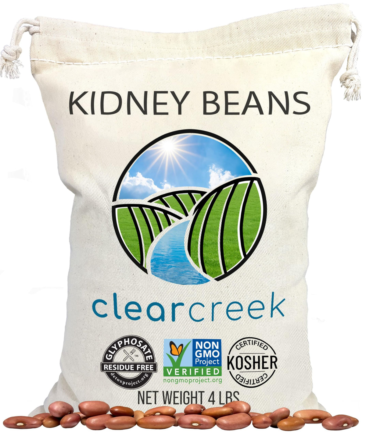 Clear Creek glyphosate-free kidney beans 4lb for clean, residue-free meals.