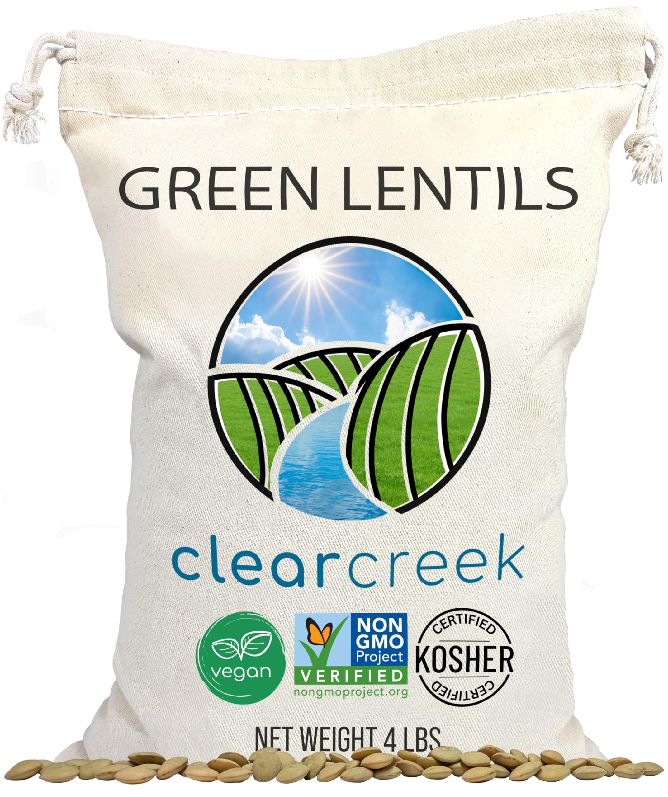 CLEAR CREEK Green Lentils bulk pack for a versatile pantry staple.