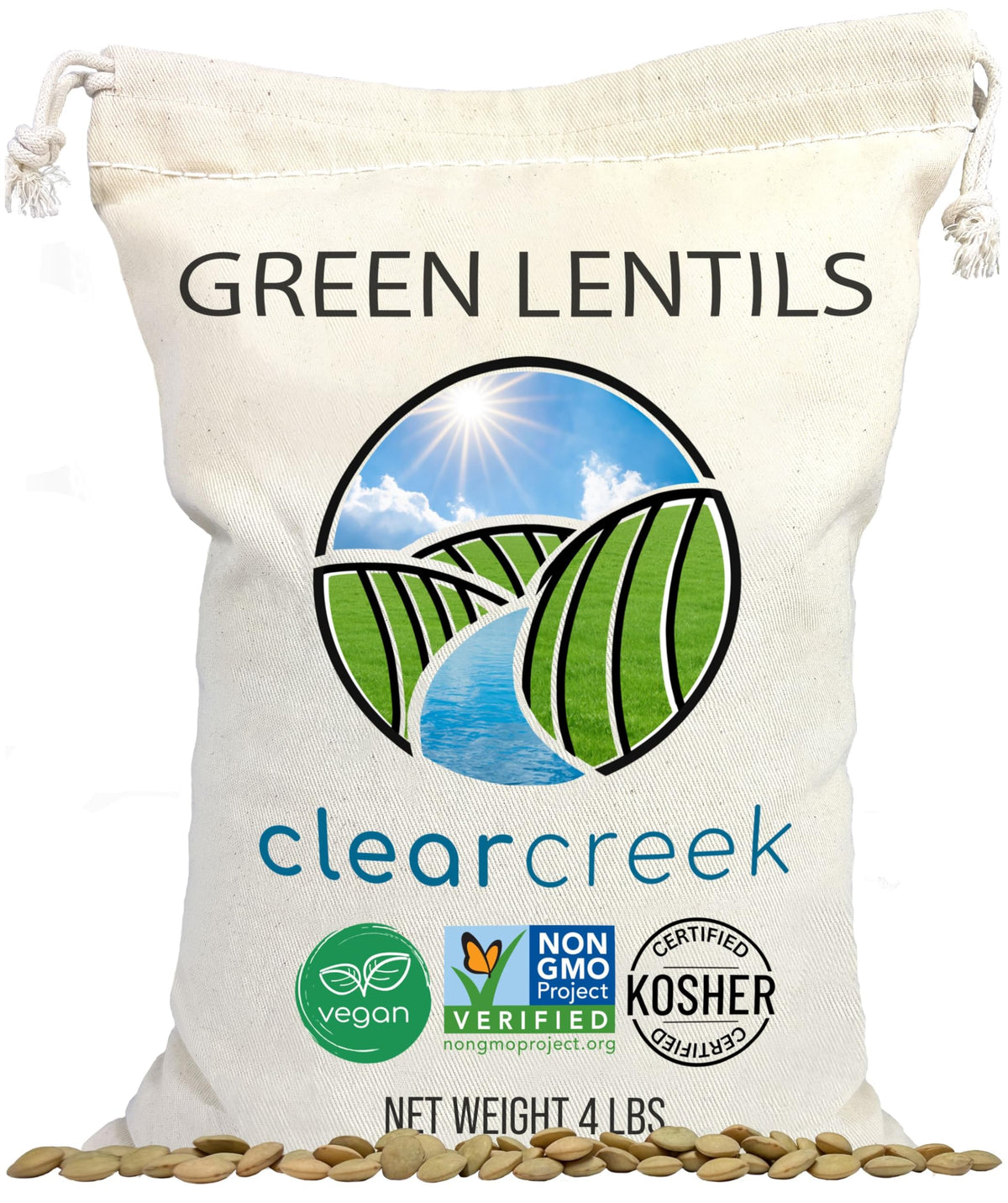 CLEAR CREEK Green Lentils bulk pack for a versatile pantry staple.