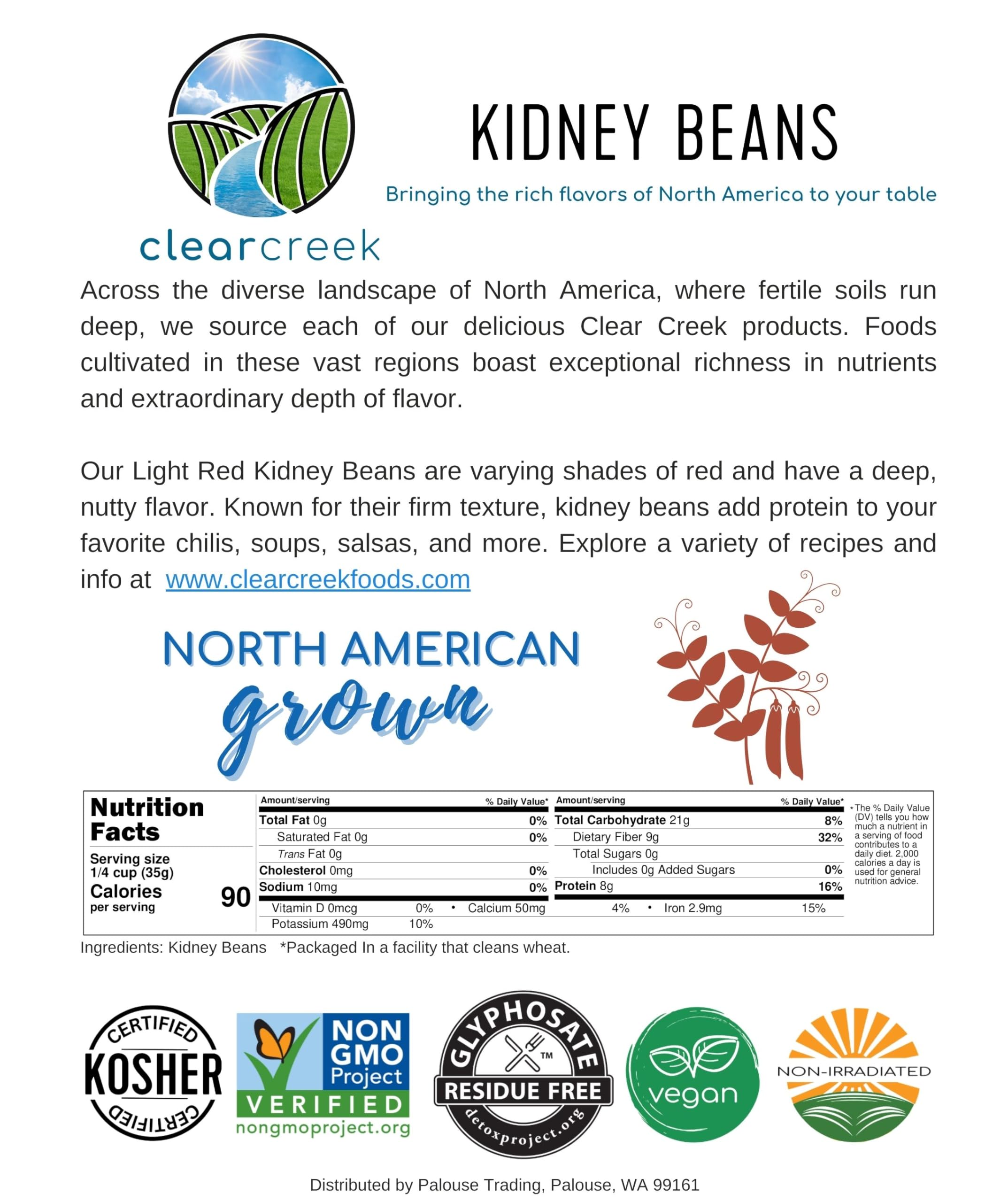 Clear Creek long-shelf-life kidney beans 4lb for pantry stability.