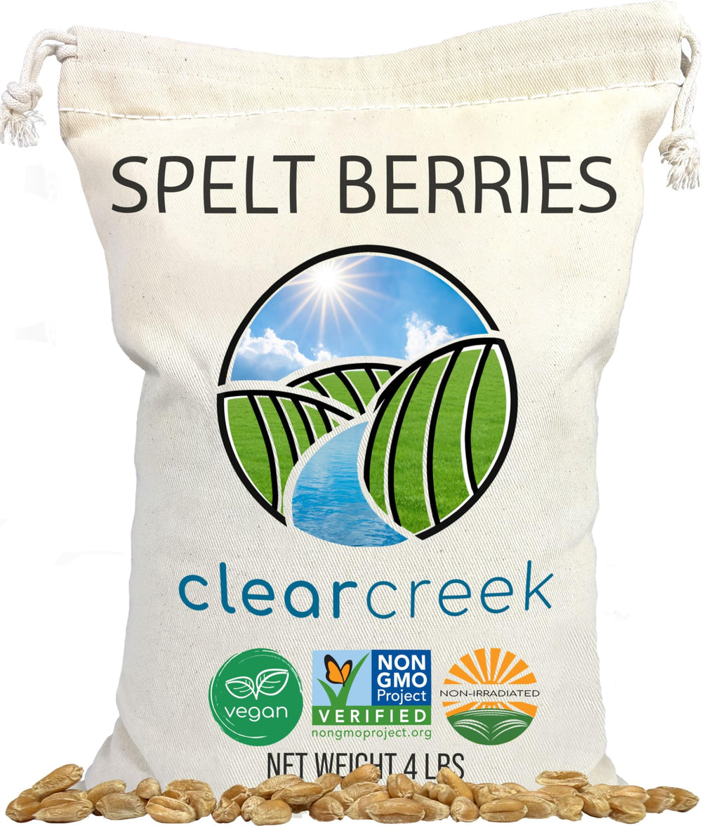 CLEAR CREEK Spelt Berries packaging from a Washington family farm highlighting origin and sustainability