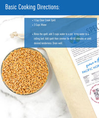 CLEAR CREEK Spelt Berries pour demonstrates easy measuring and versatile use