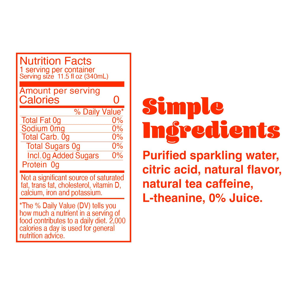 CLEAR CUT PHOCUS Blood Orange bubbles close-up highlighting refreshing taste and caffeine.